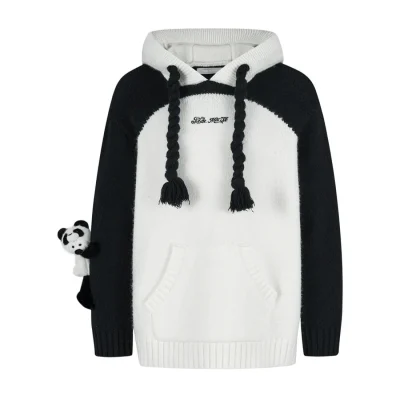 13DE MARZO Panda Bear Hoodie White