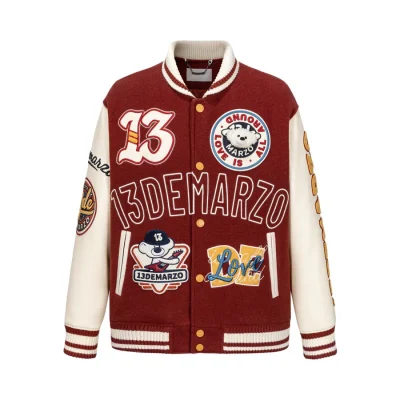 13DE MARZO Doozoo Retro Instruments Baseball Jacket Red