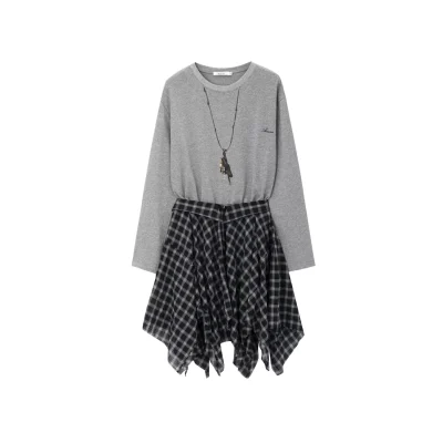 AVVENN Trompe L'oeil Necklace Two-Piece Set Grey