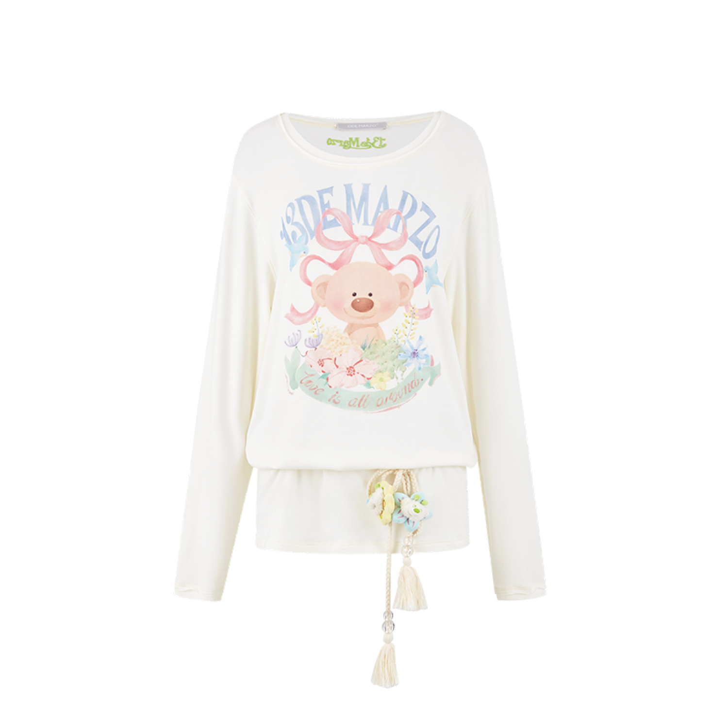 13DE MARZO Floral Bear Tee White