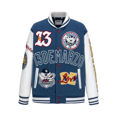13DE MARZO Doozoo Retro Instruments Baseball Jacket Blue