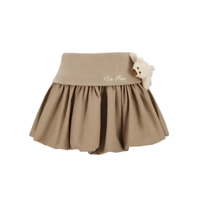 13DE MARZO Bear Upper Bud Skirt Khaki