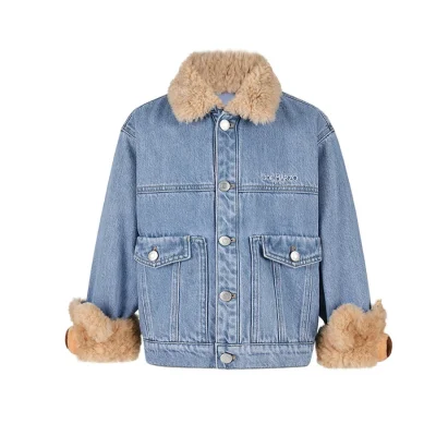 13DE MARZO BabyBear Cuffed Denim Jacket Blue