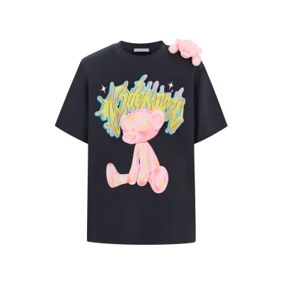 13DE MARZO Illustrated Colourful Bear T-Shirt Dark Grey