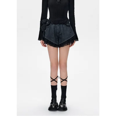 13DE MARZO Bear Lacy Hot Shorts Black