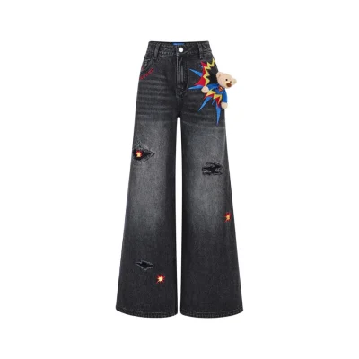 13DE MARZO Superman Bear 3D Pocket Jeans Black