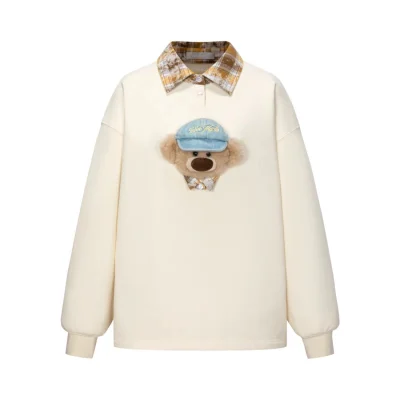 13DE MARZO Real Cap Bear Sweater Beige