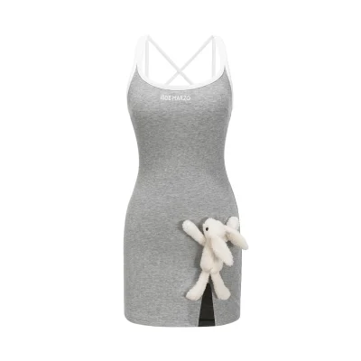 13DE MARZO Strapless Bodycon Dress Grey