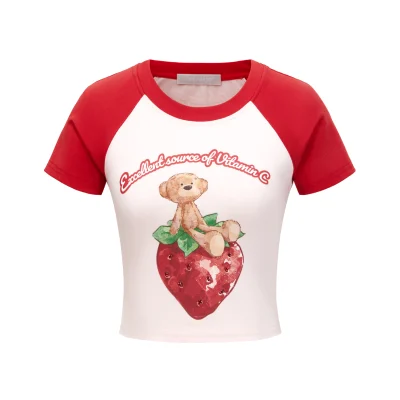 13DE MARZO Fruit Raglan Cropped-Top Red