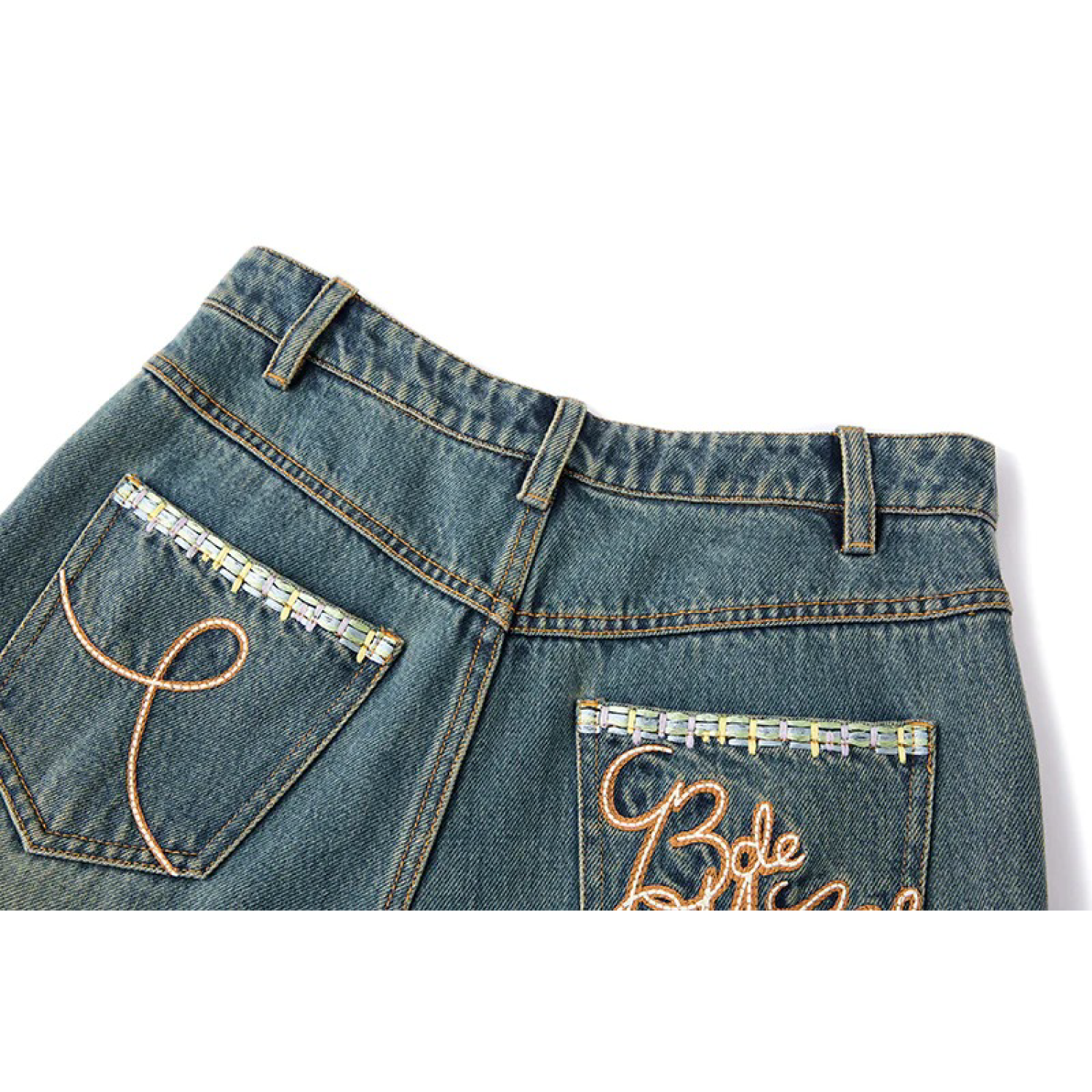 13DE MARZO Ripped Check Wide-Leg Trousers Blue - Image 8