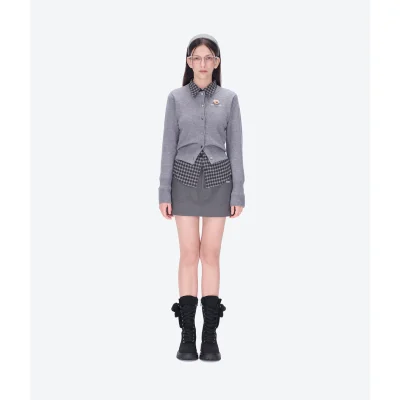 13DE MARZO Mini Logo Cardigan Grey