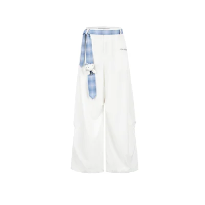 13DE MARZO Tie Belt Trousers White