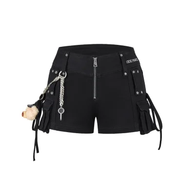 13DE MARZO V-Waist Sheriff Bear Jorts Black