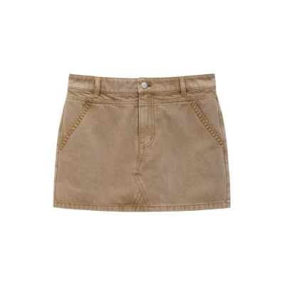 AVVENN Denim A-Line Skirt Khaki