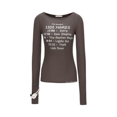 13DE MARZO Timeline Print Undershirt Dark Grey