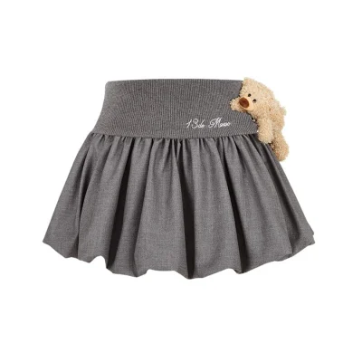 13DE MARZO Bear Upper Bud Skirt Grey
