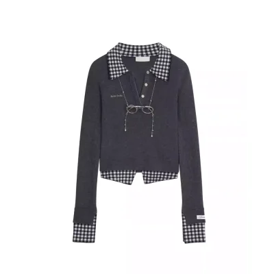 REVAN Charcoal Cut-Out Slim Knit Top