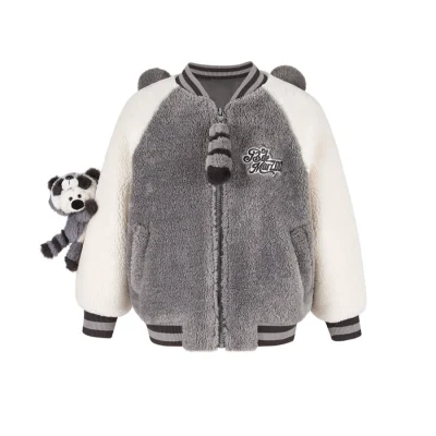13DE MARZO Raccoon BabyBear Baseball Jacket Grey