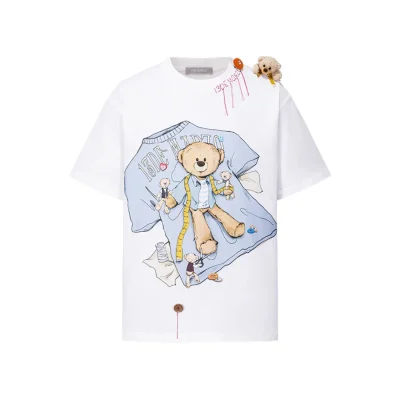 13DE MARZO Tailor Bear Printing T-shirt White