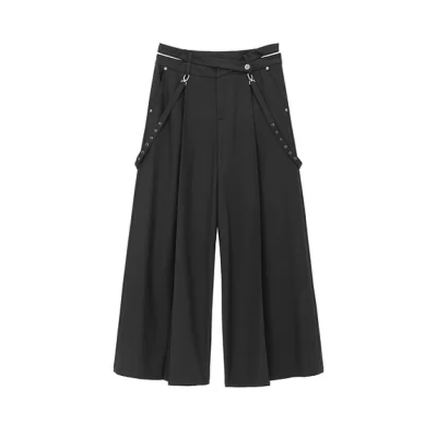 REVAN Asymmetrical Waist Wide-Leg Trousers Grey