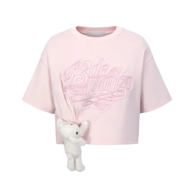 13DE MARZO Bear Logo Patch Top Pink
