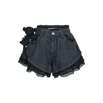 13DE MARZO Bear Lacy Hot Shorts Black