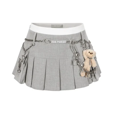 13DE MARZO Chains Multi-Pocket Skort Grey