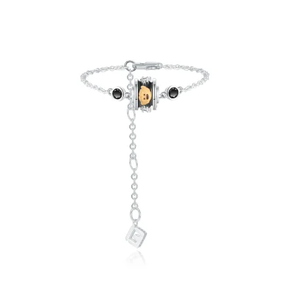 13DE MARZO Zircon Bear Bracelet Black