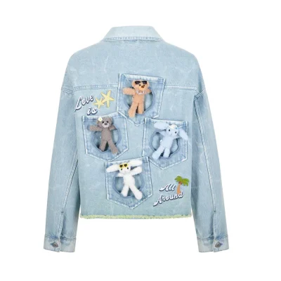 13DE MARZO Holiday Plushies Denim Jacket Blue