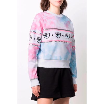 CHIARA FERRAGNI TIE DYE MAXILOGOMANIA SWEATSHIRTS WHITE