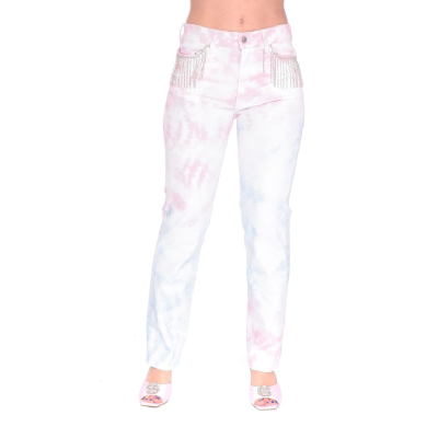 CHIARA FERRAGNI REG TIE DYE TROUSERS WHITE
