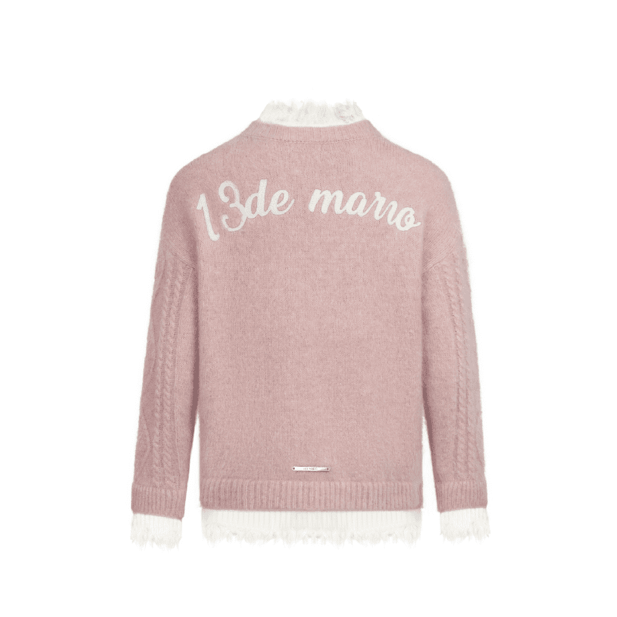 13DE MARZO BEAR BUTTON UNEDGED CARDIGAN PINK - Image 2