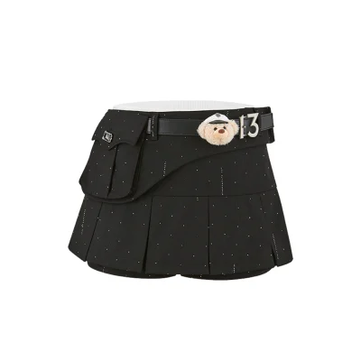 13DE MARZO Pocket Blazer Pleated Skirt Black