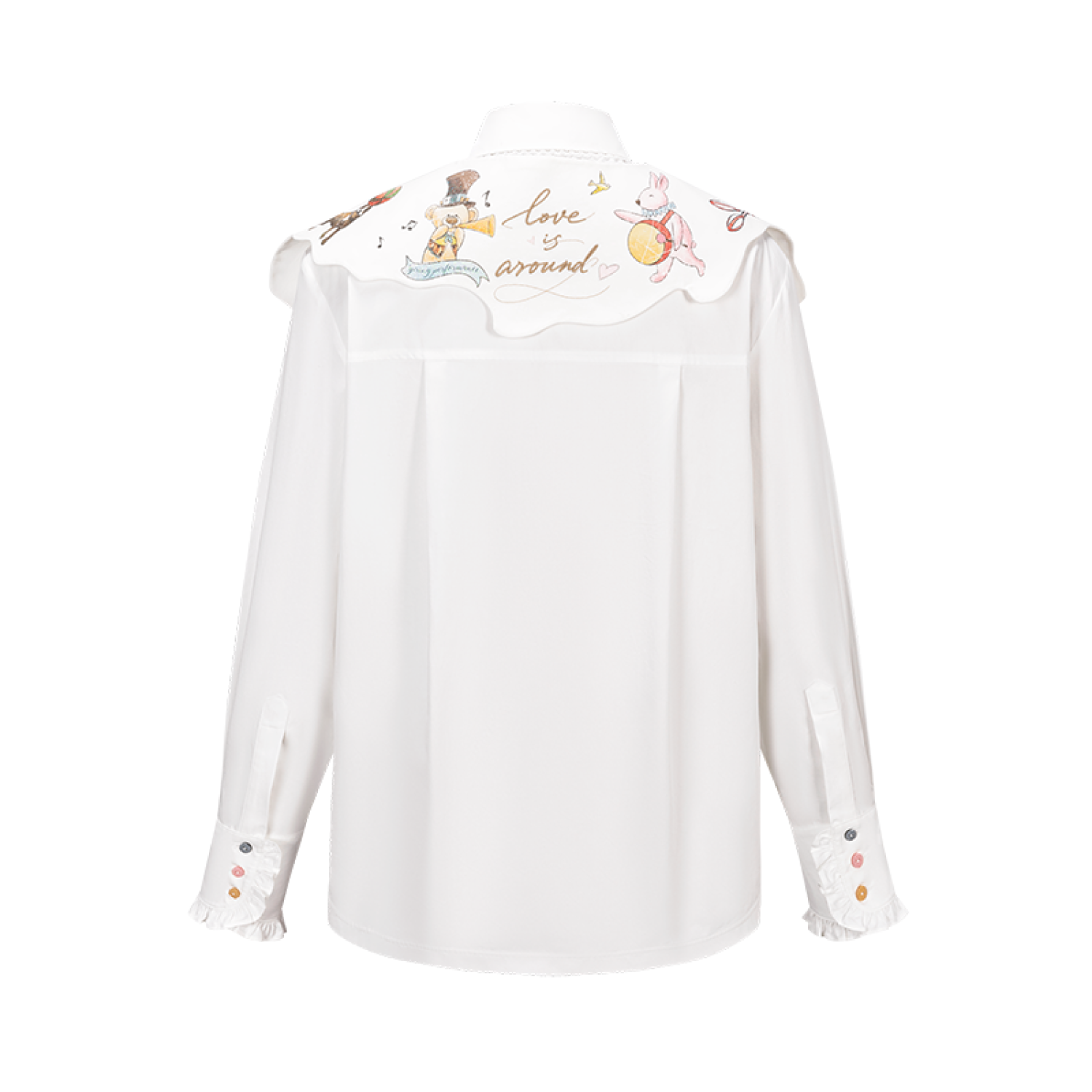 13DE MARZO Detachable CapeCircus Print Shirt White - Image 4