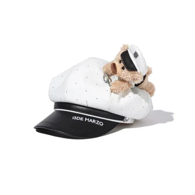 13DE MARZO Glass Print Octagonal Beret White