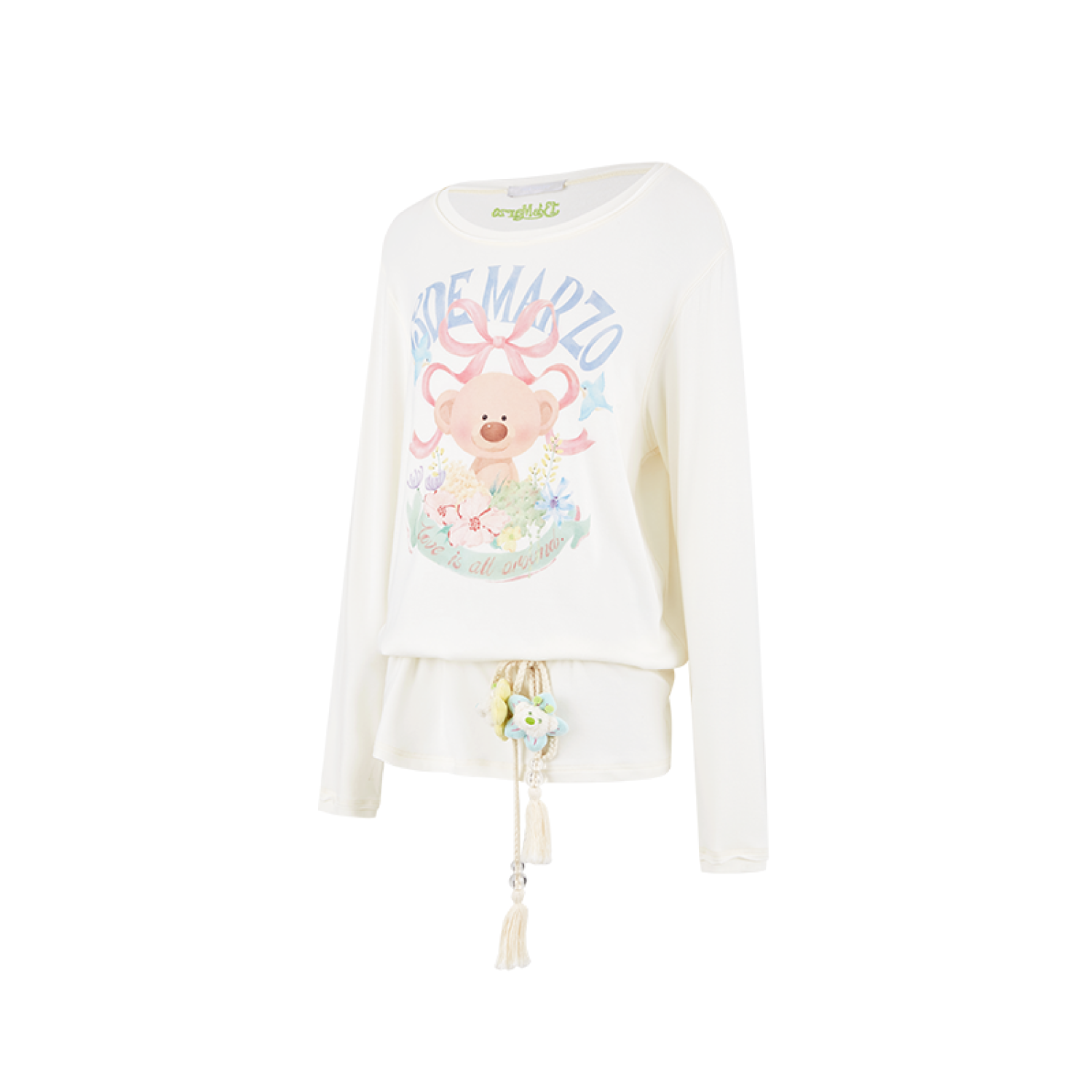13DE MARZO Floral Bear Tee White - Image 2