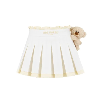 13DE MARZO BabyBear Pleated Dress White