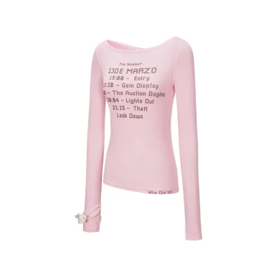 13DE MARZO Timeline Print Undershirt Pink