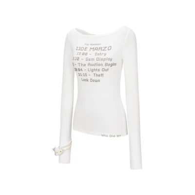 13DE MARZO Timeline Print Undershirt White