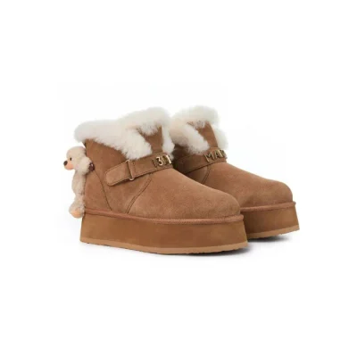 13DE MARZO Bear Plush Snow Boots Khaki