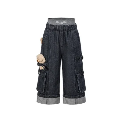 13DE MARZO BabyBear Cargo Jeans Black