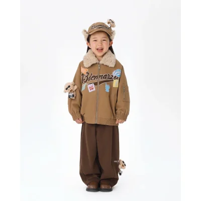 13DE MARZO BabyBear Travel Badge Jacket Brown
