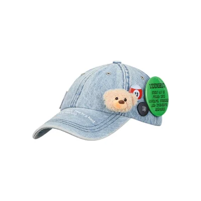 13DE MARZO Badge Denim Baseball Cap Blue