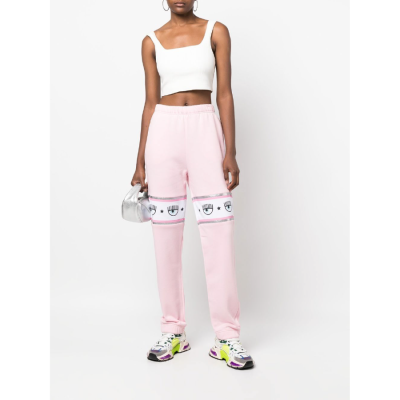 CHIARA FERRAGNI LOGOMANIA-PANEL TRACK PANTS LIGHT PINK