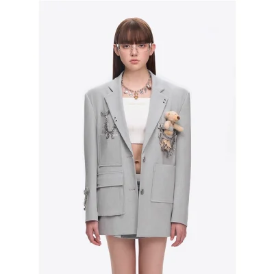 13DE MARZO Chains Multi-Pocket Suit Grey