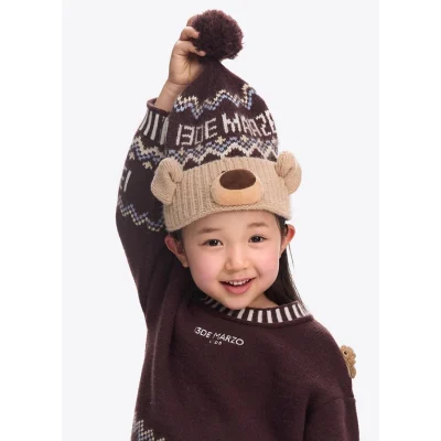 13DE MARZO BabyBear Fair Isle Knit Beanie Brown
