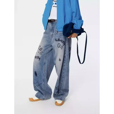 REVAN x Hello Kitty Street Art Wide-Leg Denim