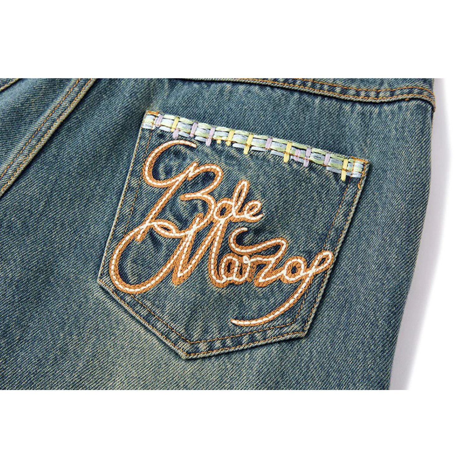 13DE MARZO Ripped Check Wide-Leg Trousers Blue - Image 6