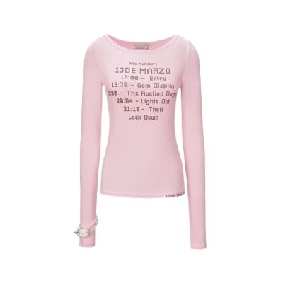 13DE MARZO Timeline Print Undershirt Pink