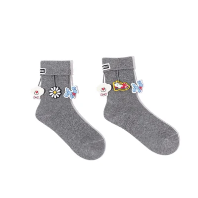 13DE MARZO Fringe Charm Mid-Calf Socks Grey